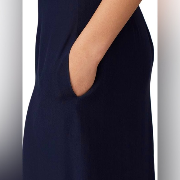ROKH Women’s One Shoulder Midi Sheath Dress Ruffle Hem Navy Blue Size FR 40 - Picture 4 of 7